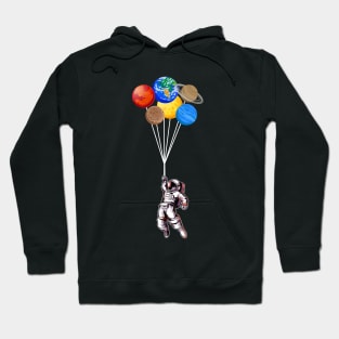 Astronaut holding Planet Balloons Solar System space Hoodie